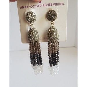 Just Jewelry Beaded Earrings Sparkly Rhinestone Dangles For Eveningwear.